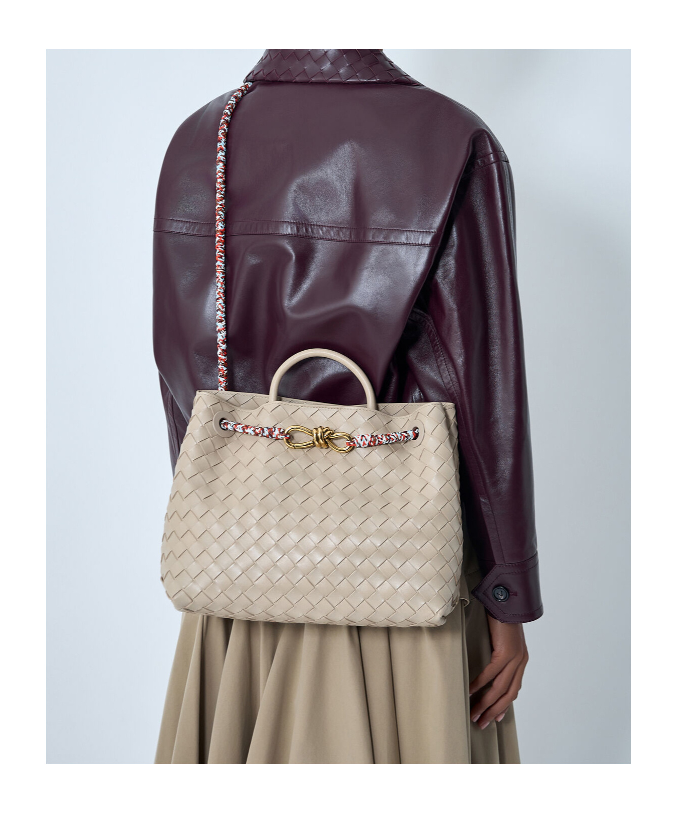 Bottega Veneta Small Andiamo Handbag In Neutral