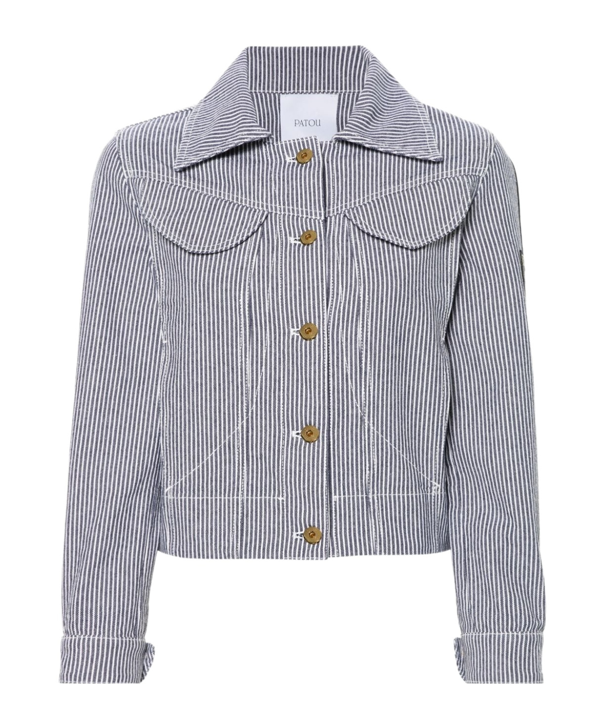 Patou Striped Cropped Denim Jacket