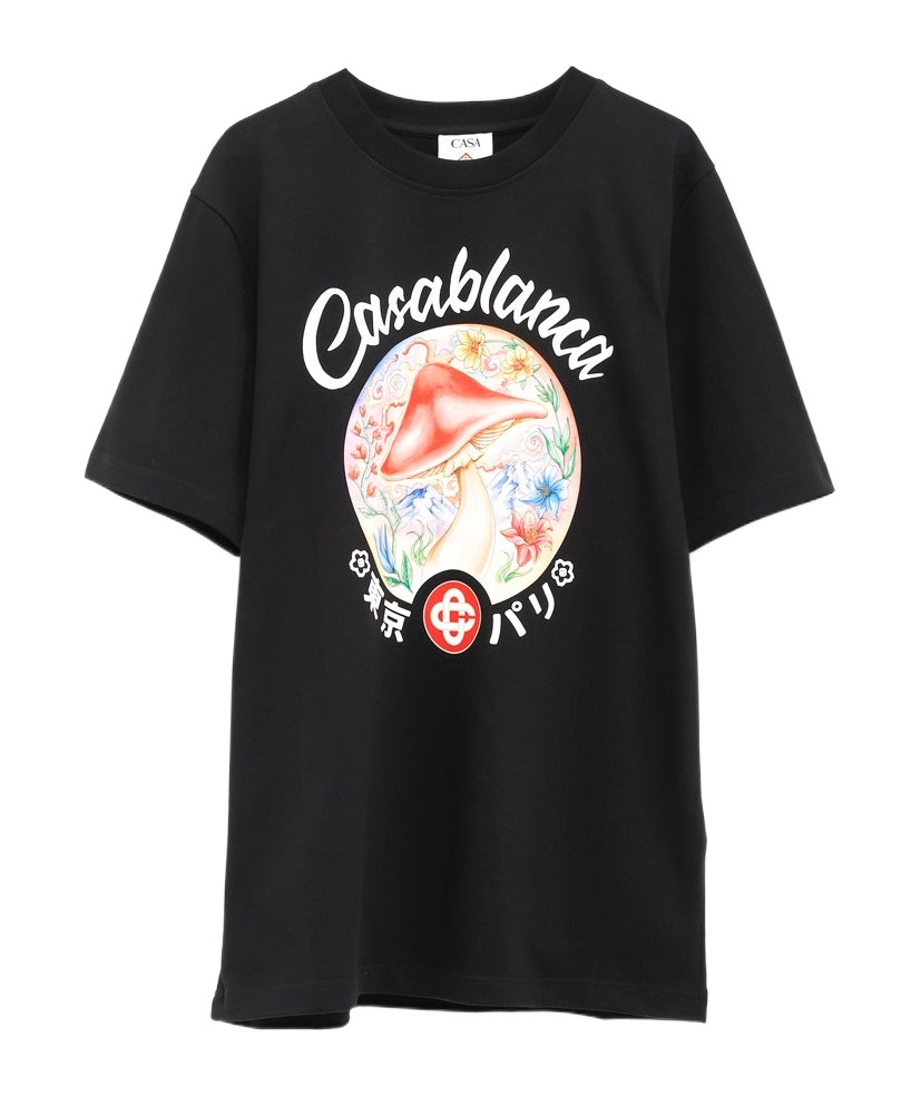 Casablanca Black Crewneck T-shirt With Logo On The Front In Cotton Man