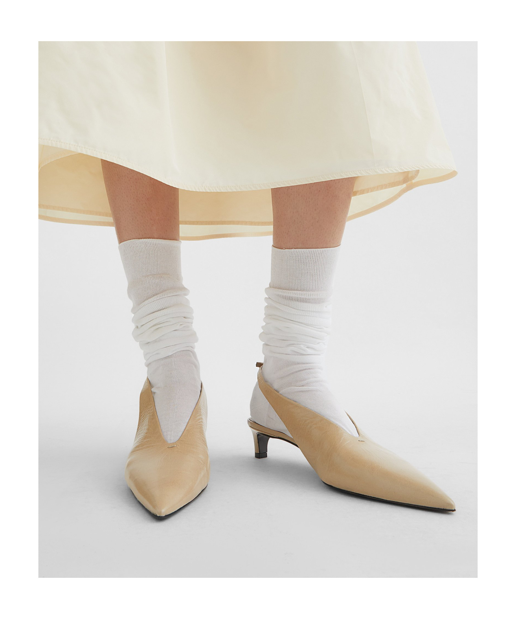 Jil Sander Leather Slingback Pumps With Adjustable Strap In Nude