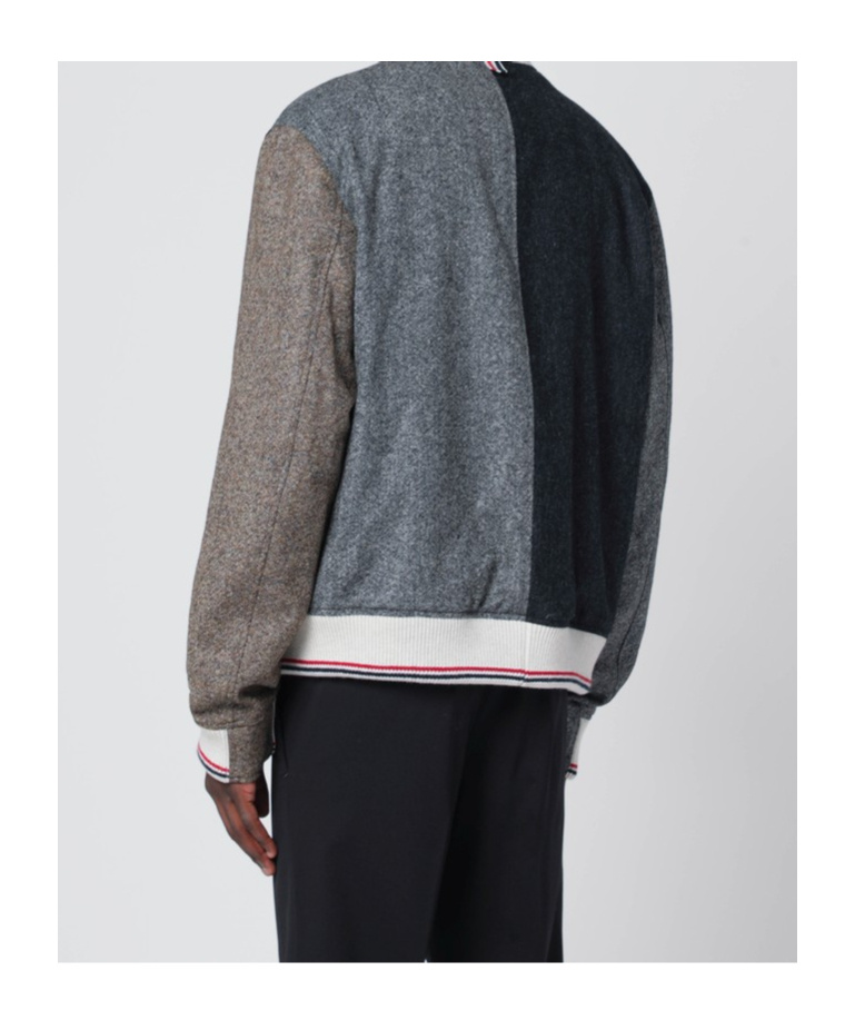 Thom Browne Wool Bomber Jacket With Color Block Design In Multi