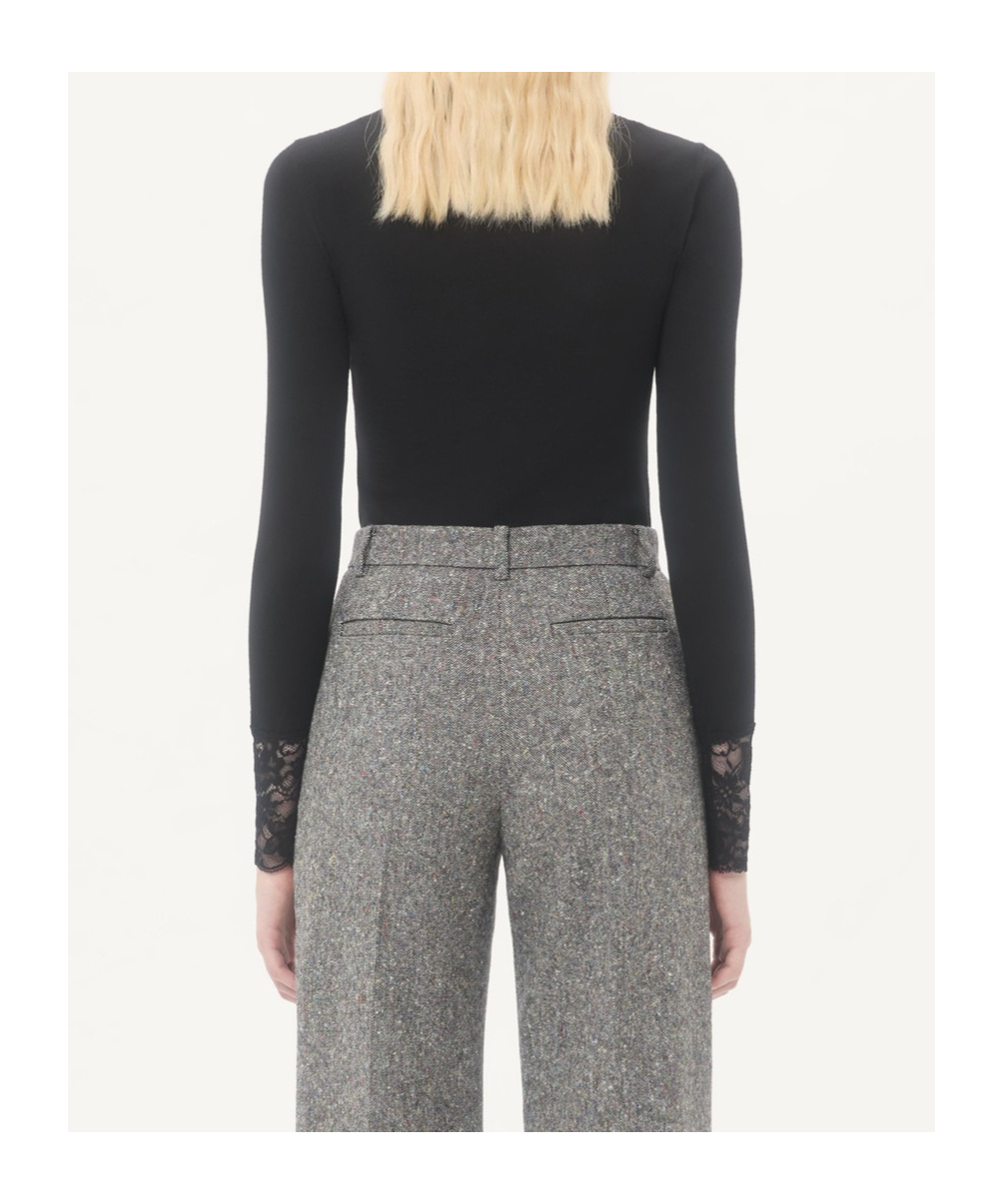 Valentino Wool Lace-insert Top In Black
