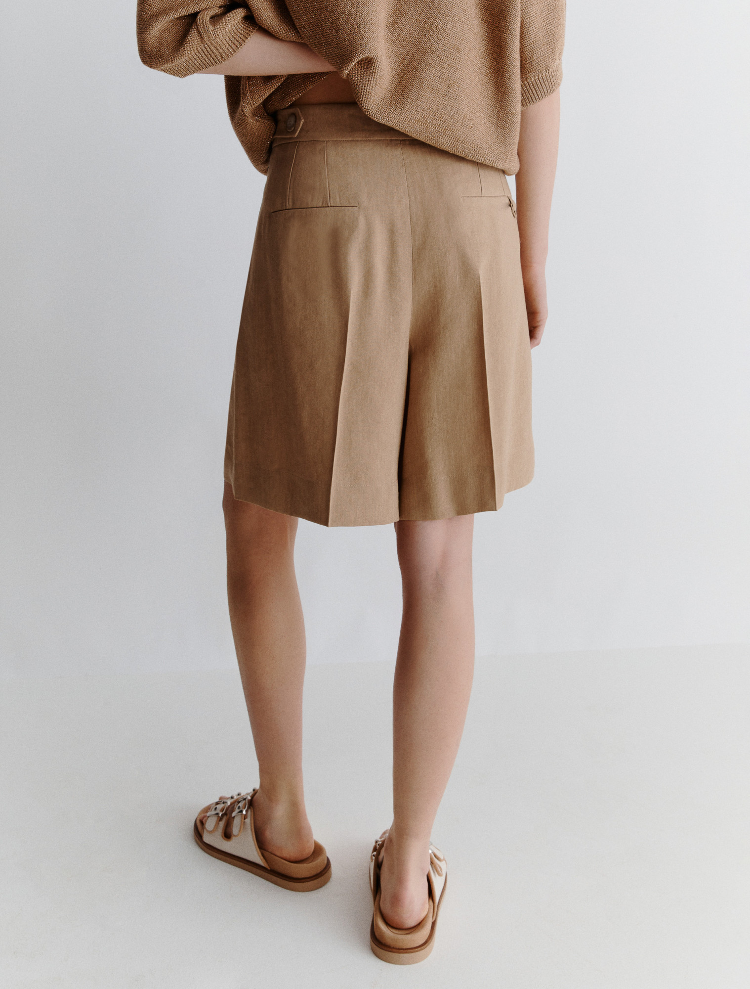 MARELLA STRETCH VISCOSE AND LINEN BERMUDA SHORTS