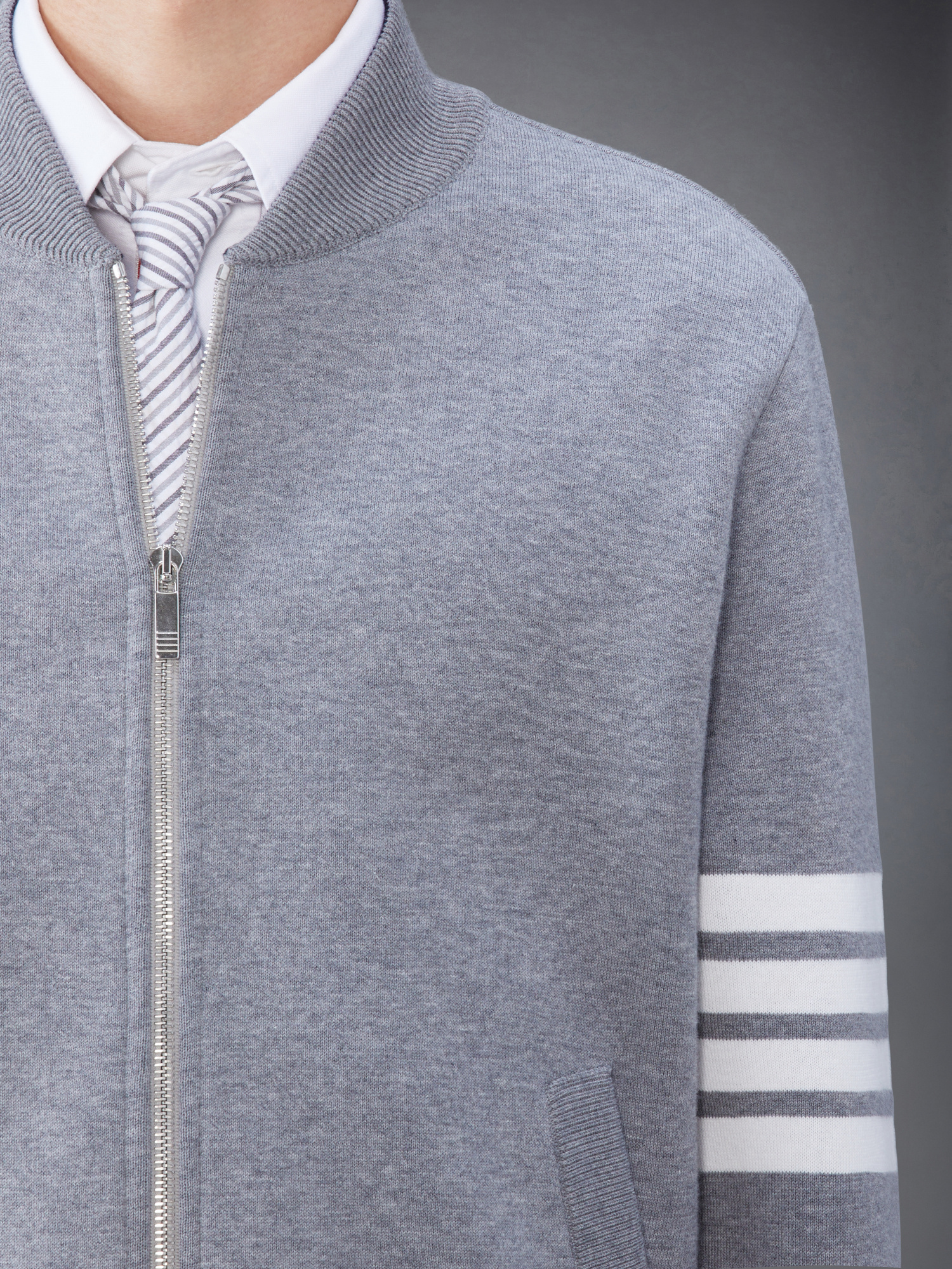 Thom Browne Crab Gem Icon Cotton Bomber Jacket In Gray