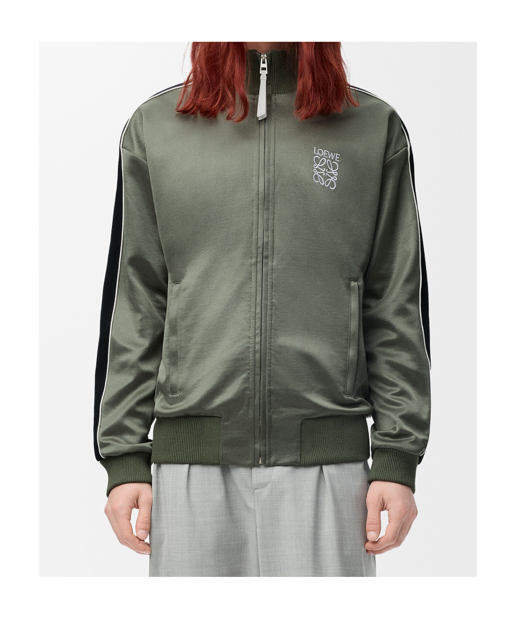 Loewe Twill-trimmed Logo-embroidered Tech-jersey Track Jacket In Multi
