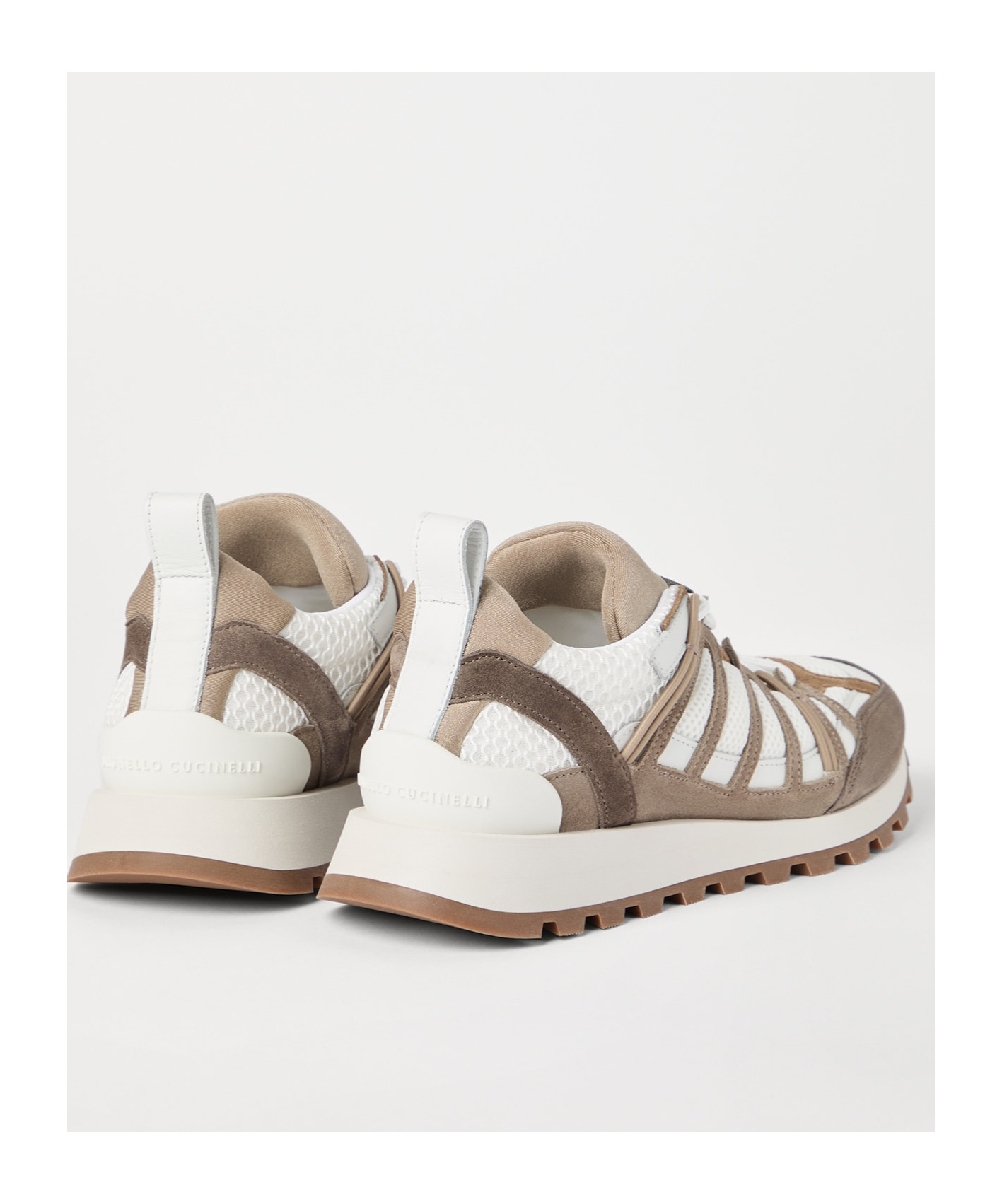 Brunello Cucinelli Low Top Sneakers Mesh Panels In White
