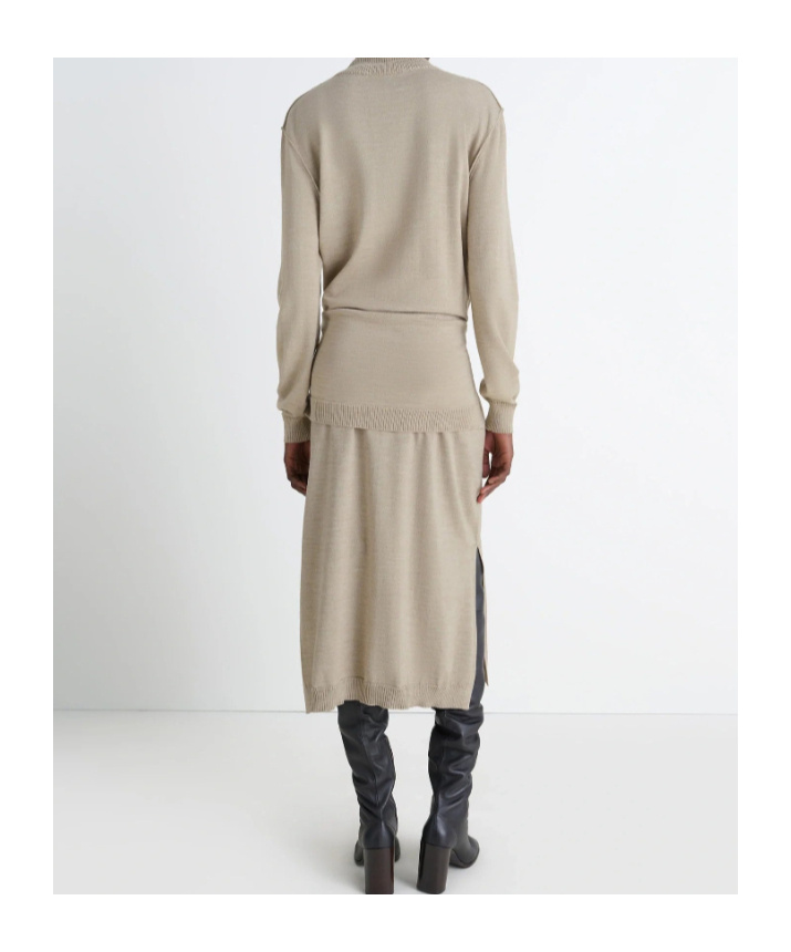 Lemaire Tie-waist Turtleneck Dress Light Taupe In Brown