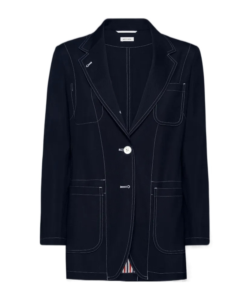 Thom Browne Long Sleeve Uniform Jacket In Blue