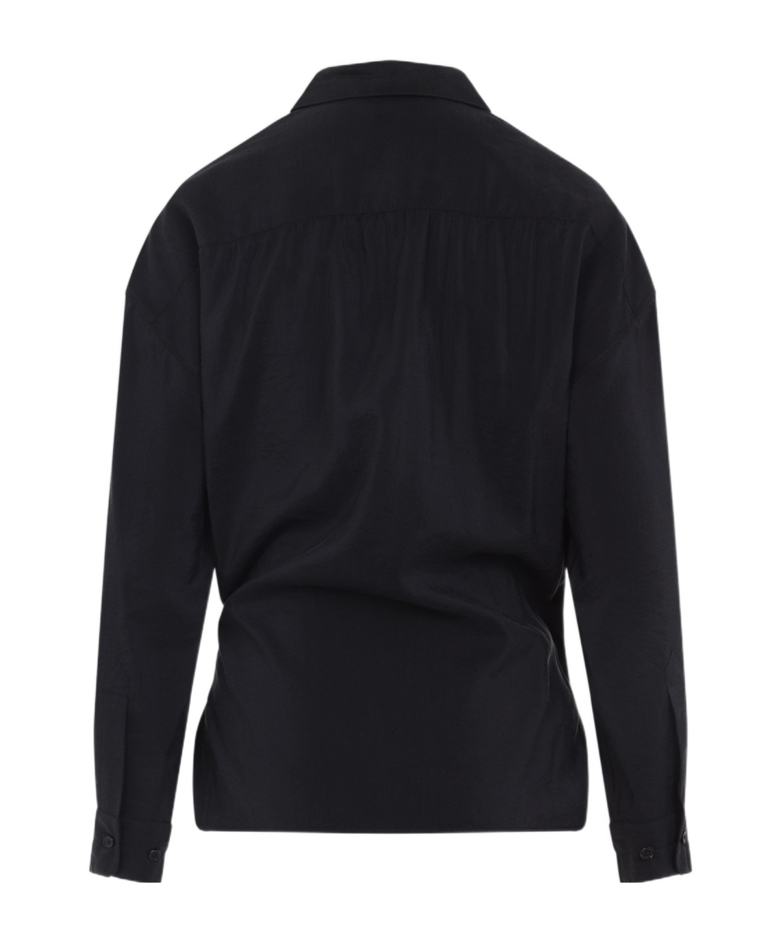 Lemaire Black Straight Collar Twisted Shirt In Black