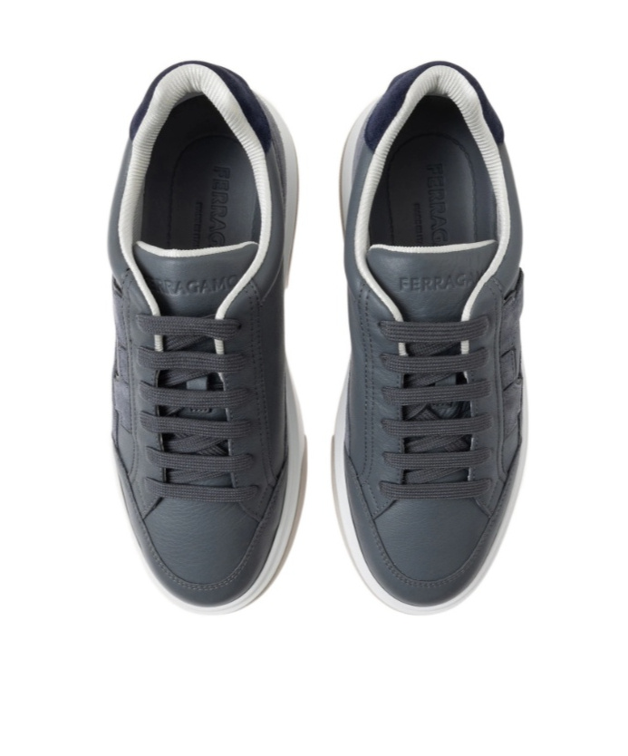 Ferragamo Gancini Suede Low-top Sneakers In Gray