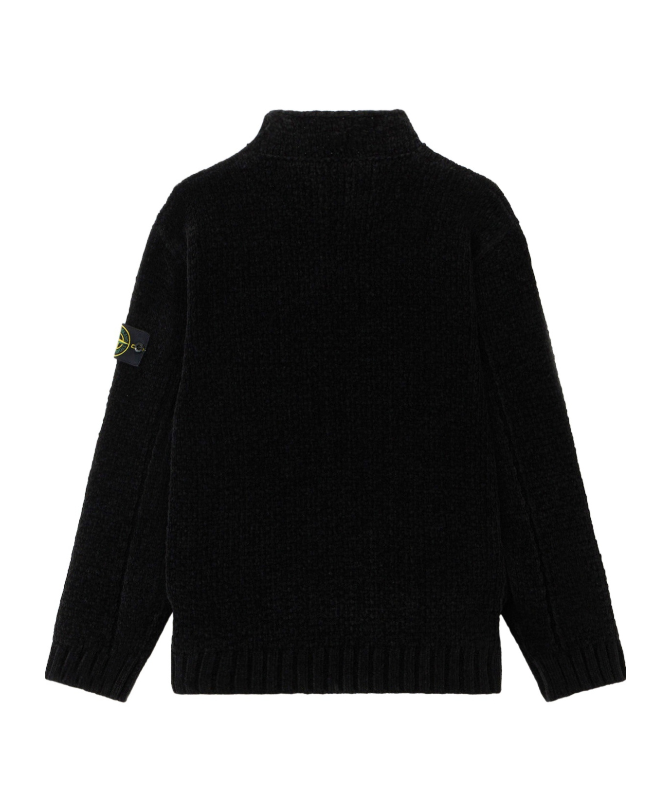 Stone Island Lightweight Wool Crew Neck Sweater With Raglan Sleeves Clothing In Black