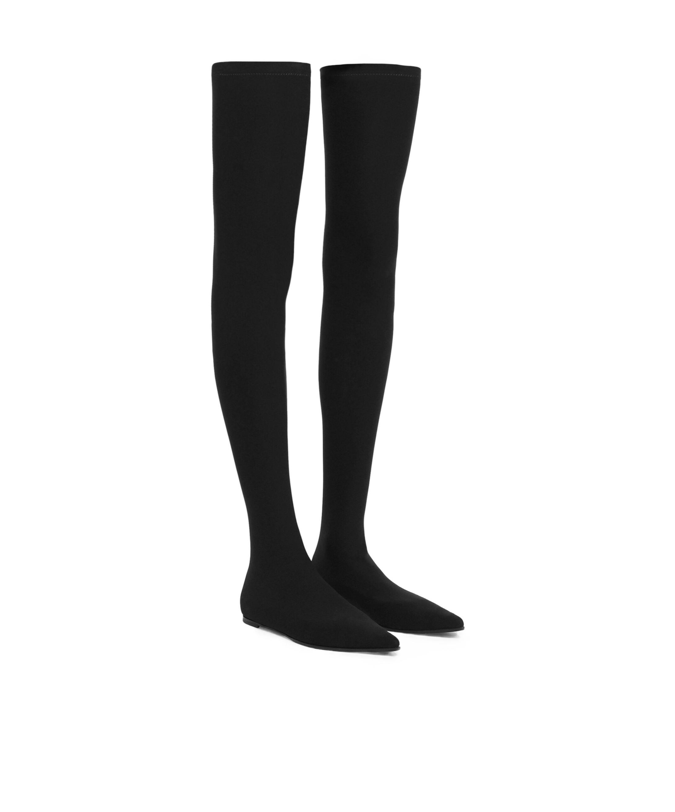 Dolce & Gabbana Pointed Toe Stretch Fabric Over-the-knee Boots In Black