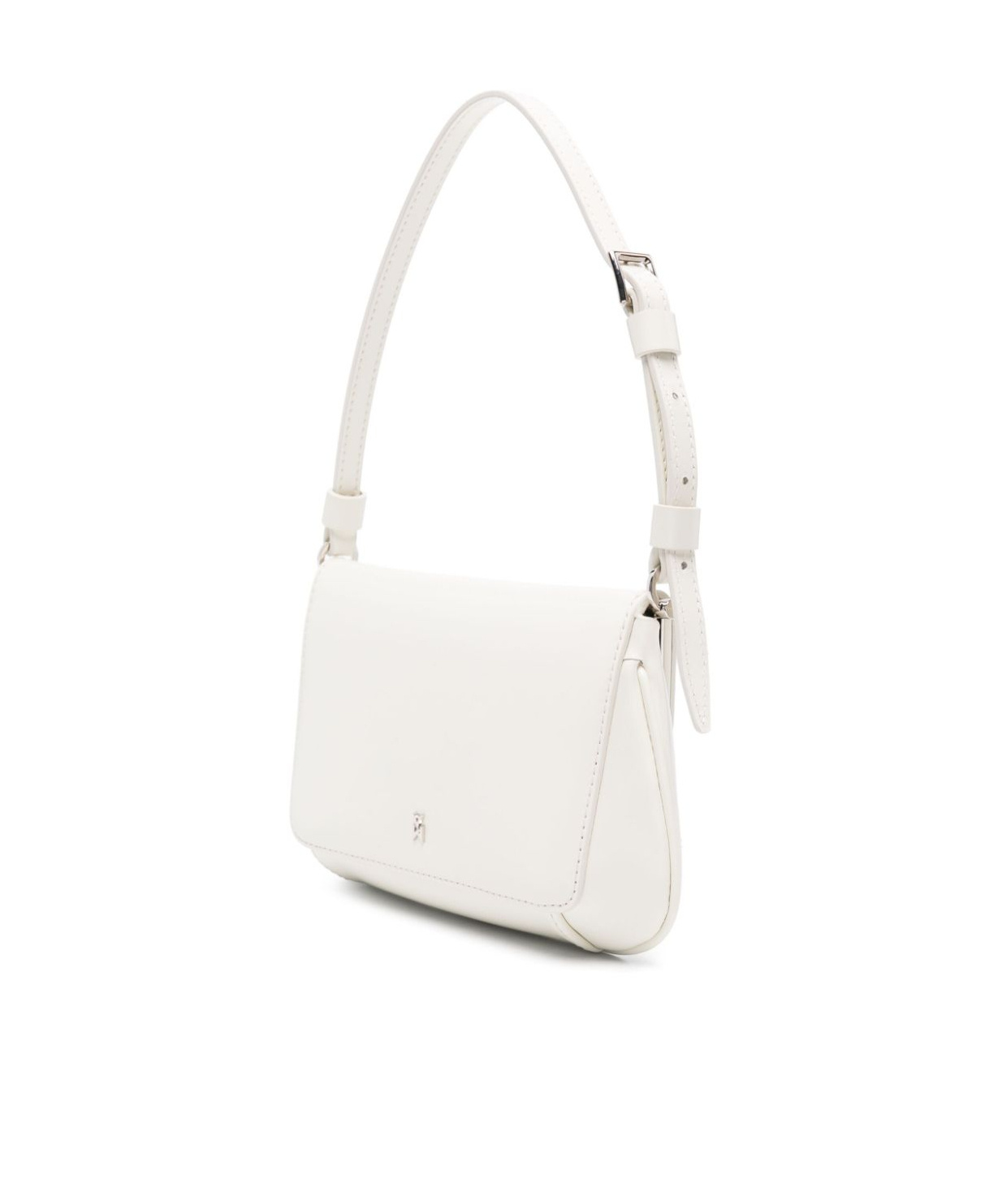 Amina Muaddi Women Black Leather Ami Shoulder Bag In White