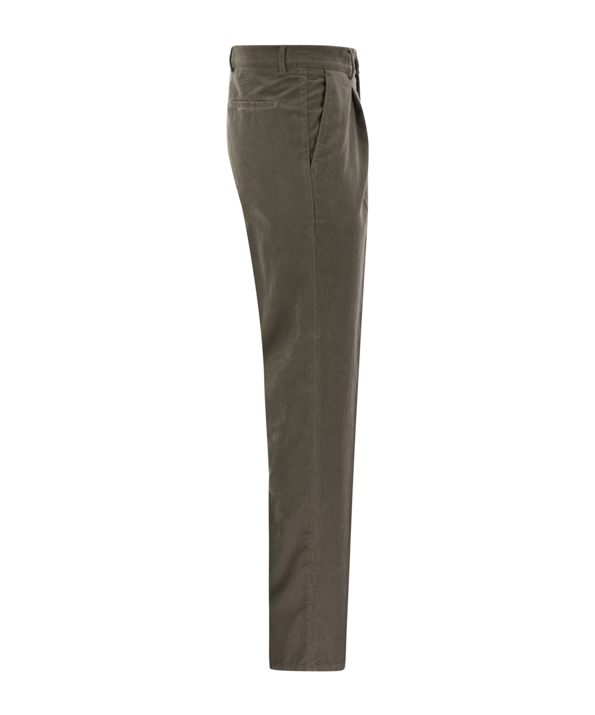 Brunello Cucinelli Men Leisure Fit Trousers In Garment Dyed Cotton Corduroy With Darts In Black