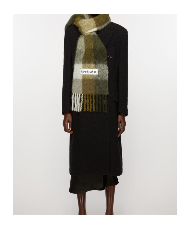 Acne Studios Checkered Motif Scarf In Green