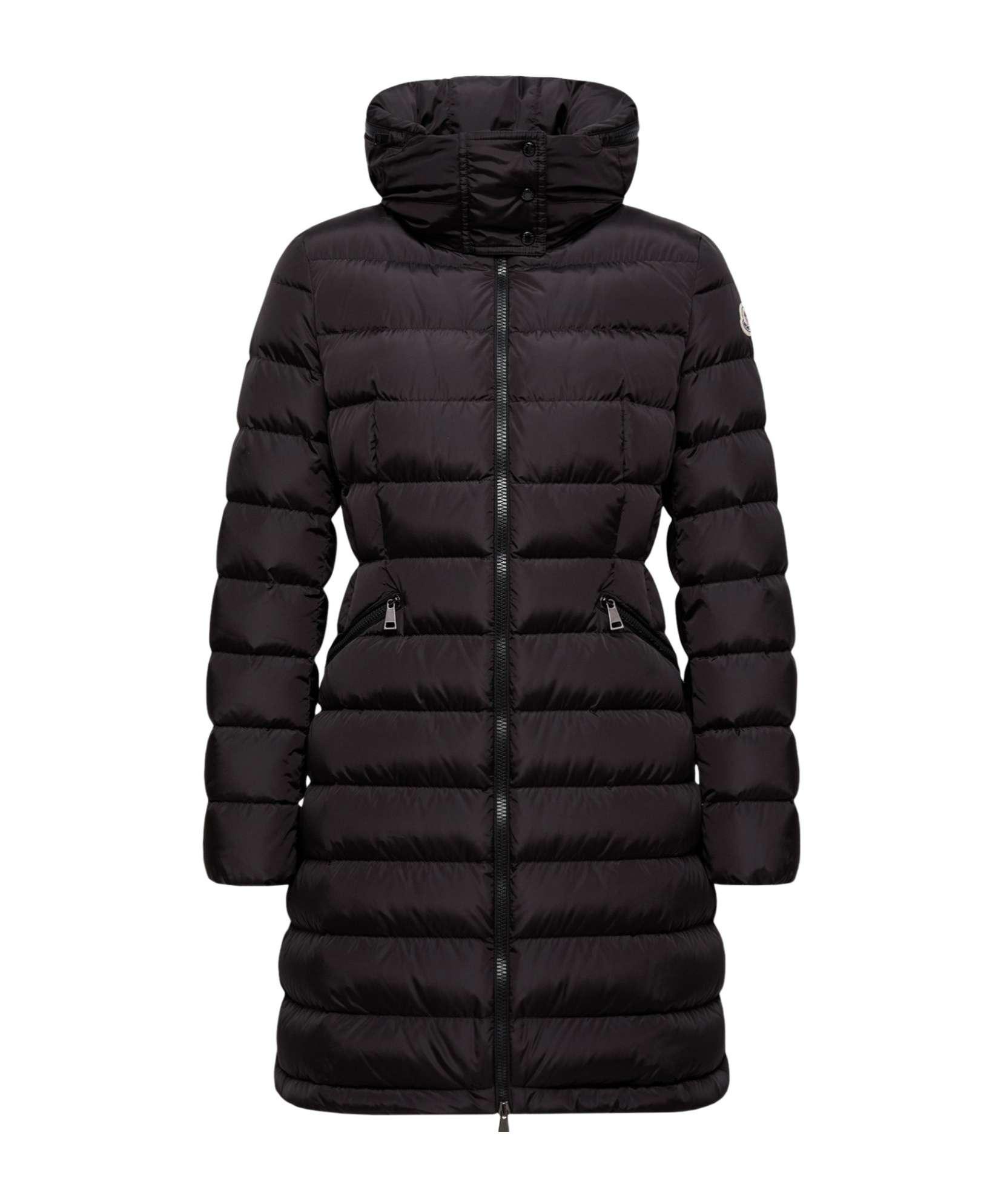 Moncler Womens Black Flammette Brand-patch Slim-fit Shell-down Jacket In Black