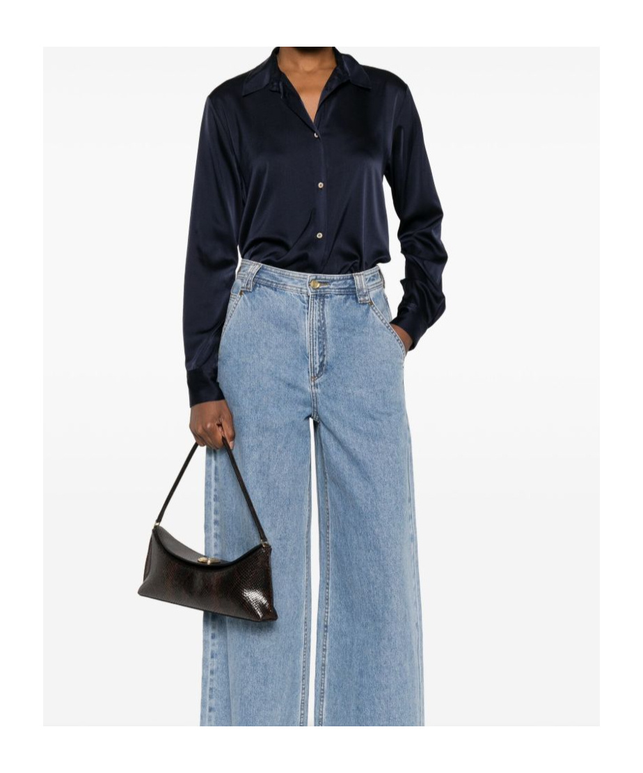 Forte Forte Luxurious Silk Blend Long Sleeve Shirt In Blue
