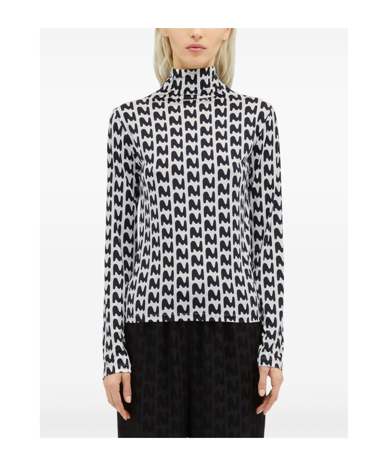Msgm Logo-print High-neck T-shirt In White