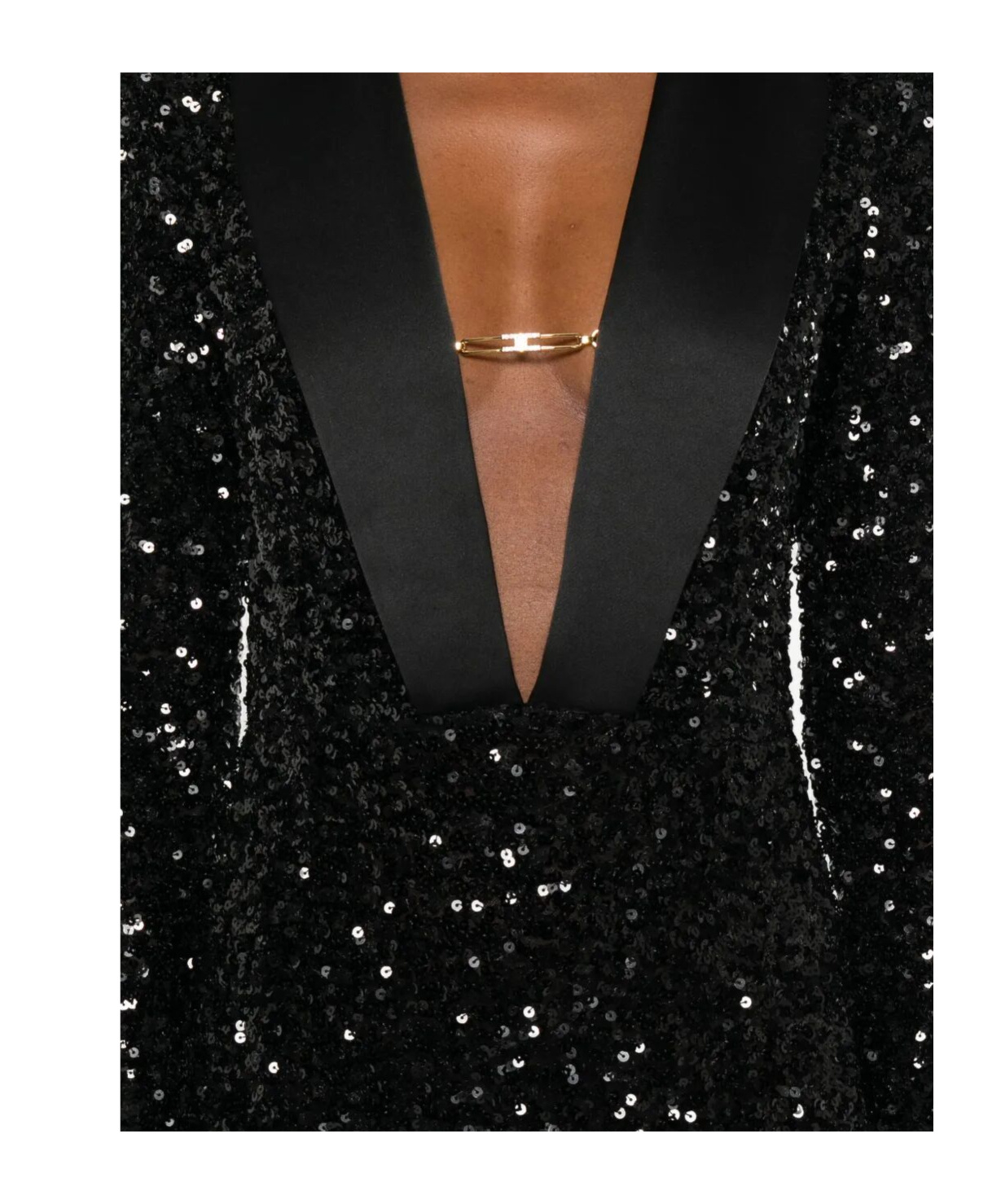 Elisabetta Franchi Red Carpet Dress In Full Sequins Clothing In Black