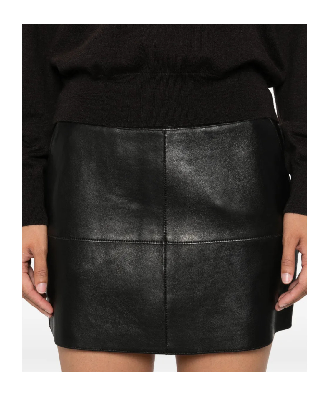 P.a.r.o.s.h High Waist Midi Skirt With Panel Design In Black