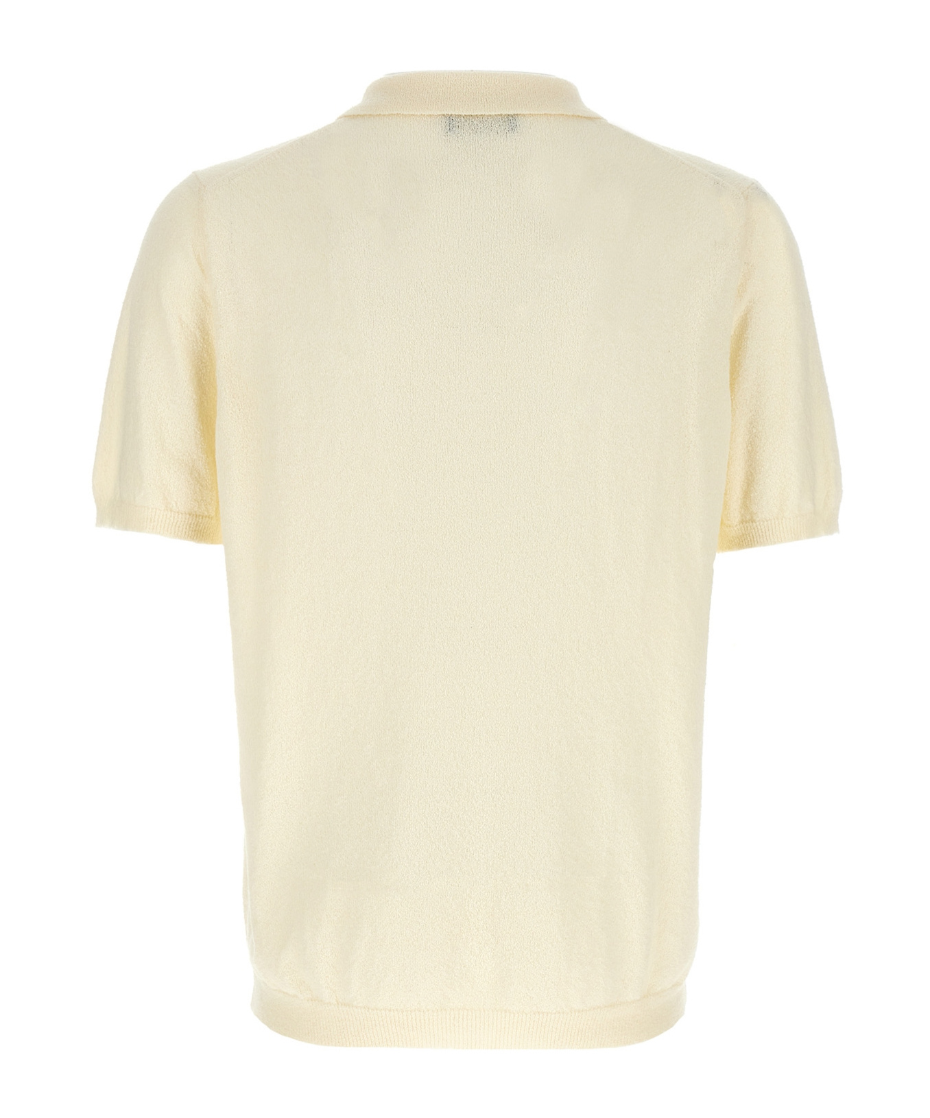 Roberto Collina Ribbed Collar Cotton Polo Shirt In Nude