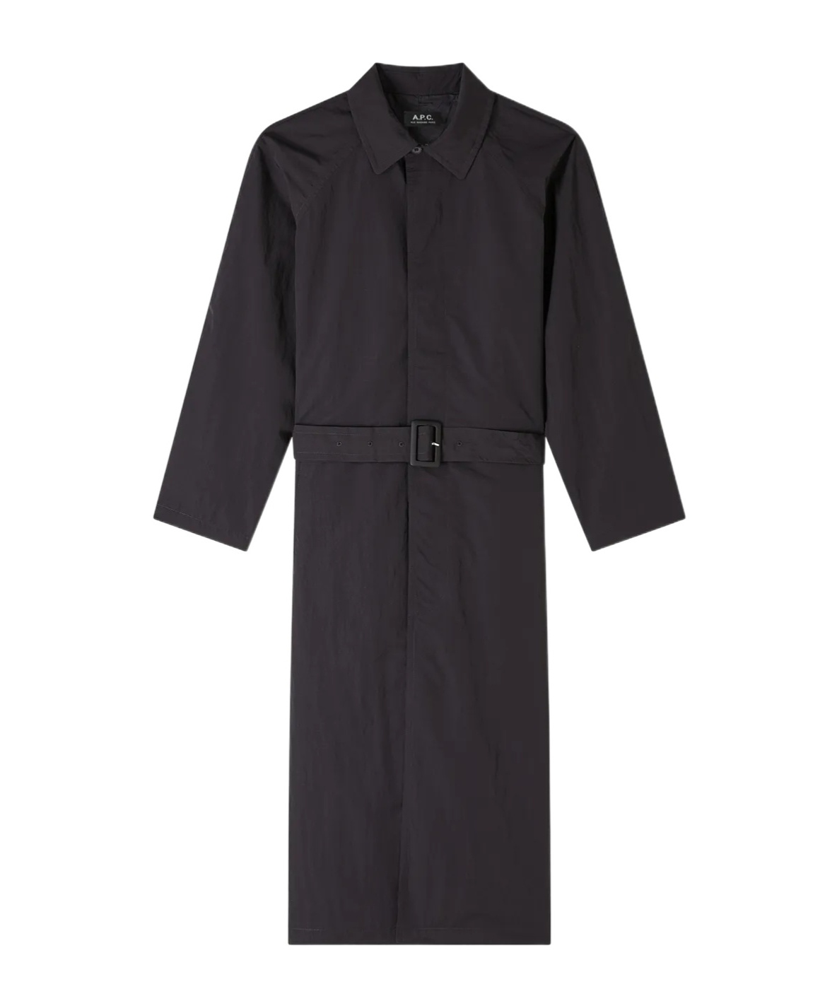 Apc Lapel Long Coat In Black