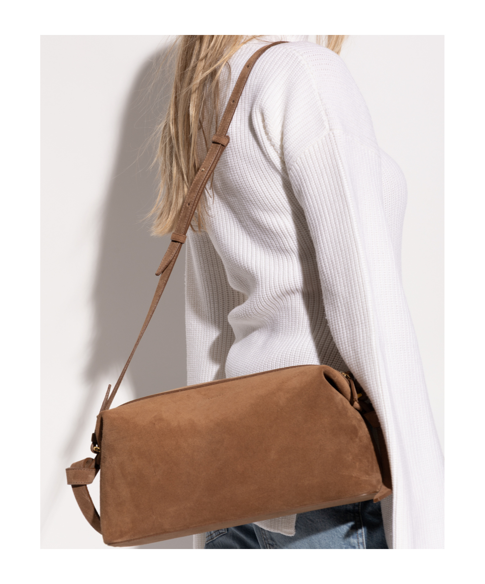 Yuzefi Brioche Knotted Suede Shoulder Bag In Brown