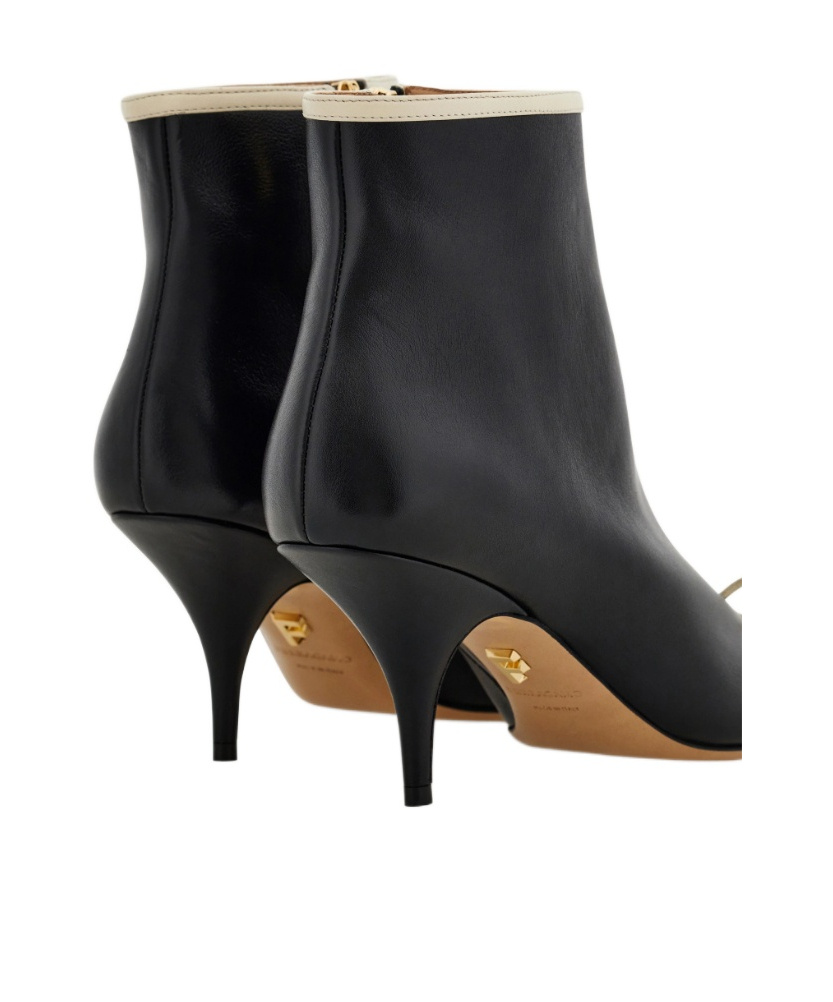 Ferragamo Pointed Ankle Boot With Mini Bow Detail In Black