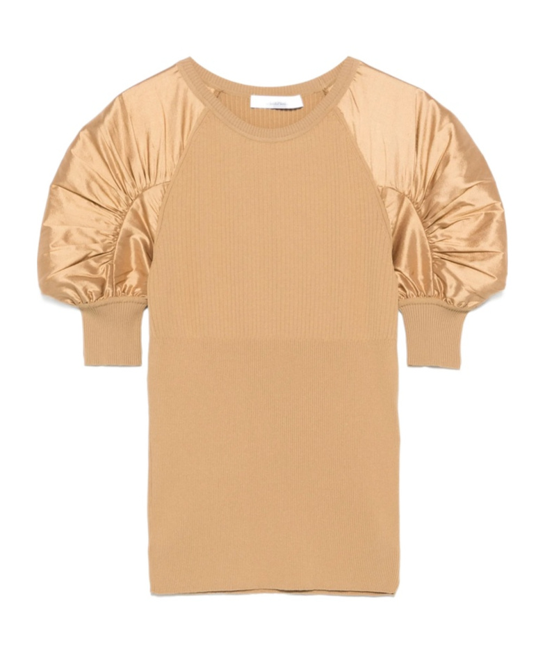 Max Mara Crewneck Knitwear Puff Sleeves In Nude