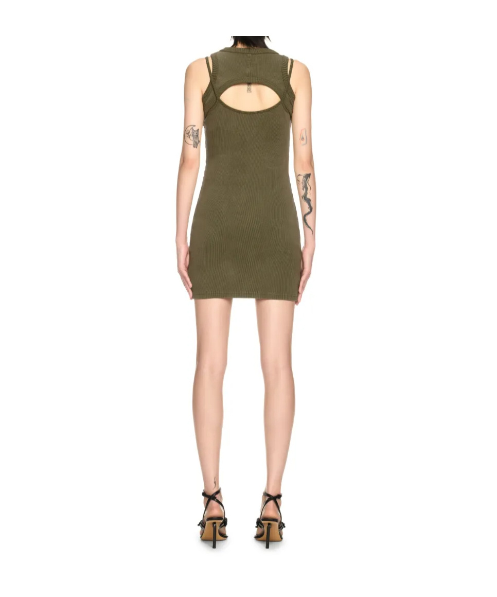 Off-white Green Stamp Ribbed Cut-out Minidress In Green