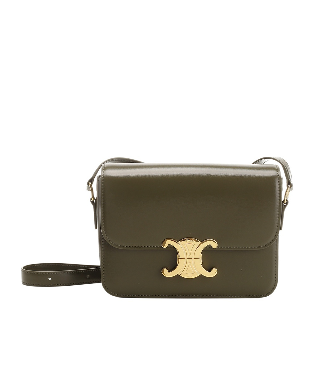 Shop Celine Ten Triomphe Shoulder Bag In Green