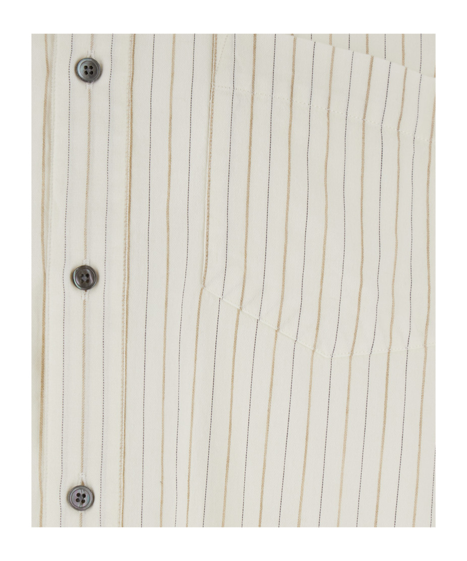 Sunflower Stable White Shirt With Classic Collar And All-over Striped Motif In Linen Blend Man