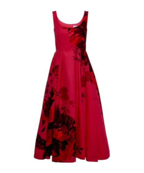 Erdem Floral Cotton Faille Maxi Dress In Red