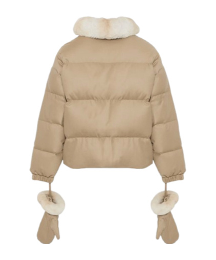 Yves Salomon Down Jacket With Mittens Puffer Jackets White In Brown