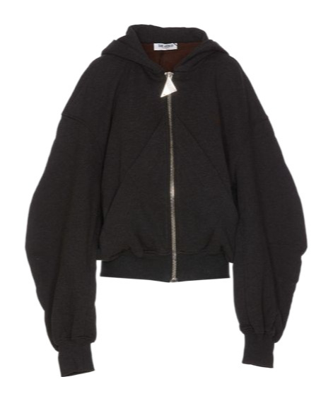 Shop Attico The Logo Zip Puller Hooded Sweatshirt In Black
