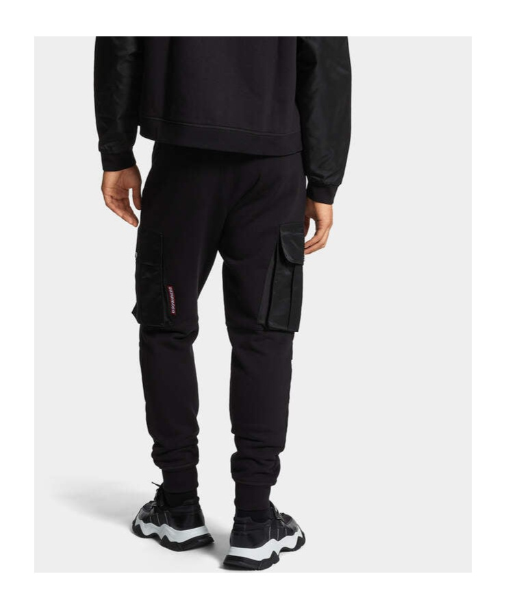 Dsquared2 Cargo Trousers With Elasticated Cuffs And Drawstring Waist In Black