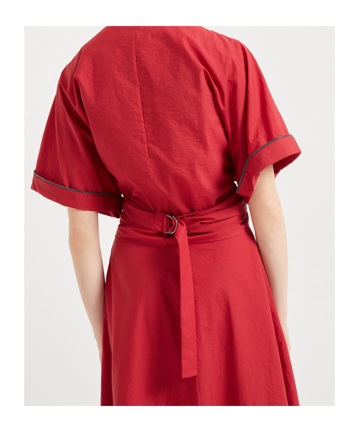 Brunello Cucinelli Cotton Poplin Wrap-over Blouse In Red