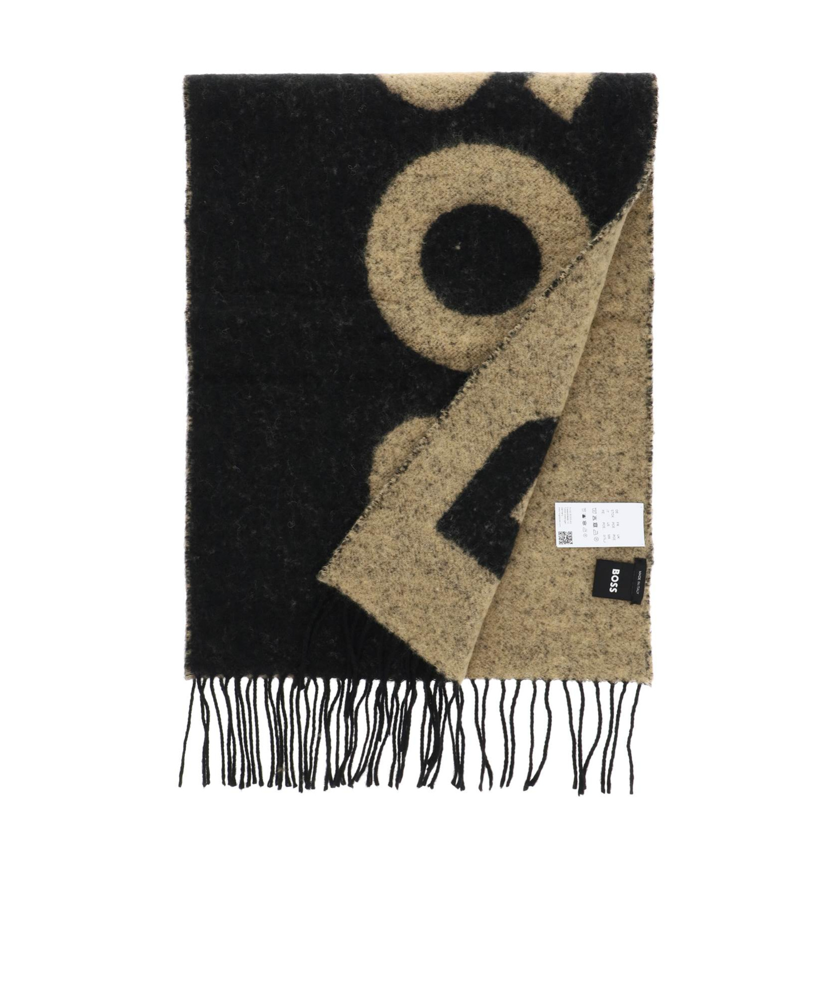 Hugo Boss Logo-intarsia Knit Scarf In Black
