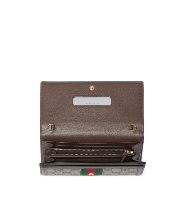Gucci Ophidia Monogrammed Chain Wallet In Nude