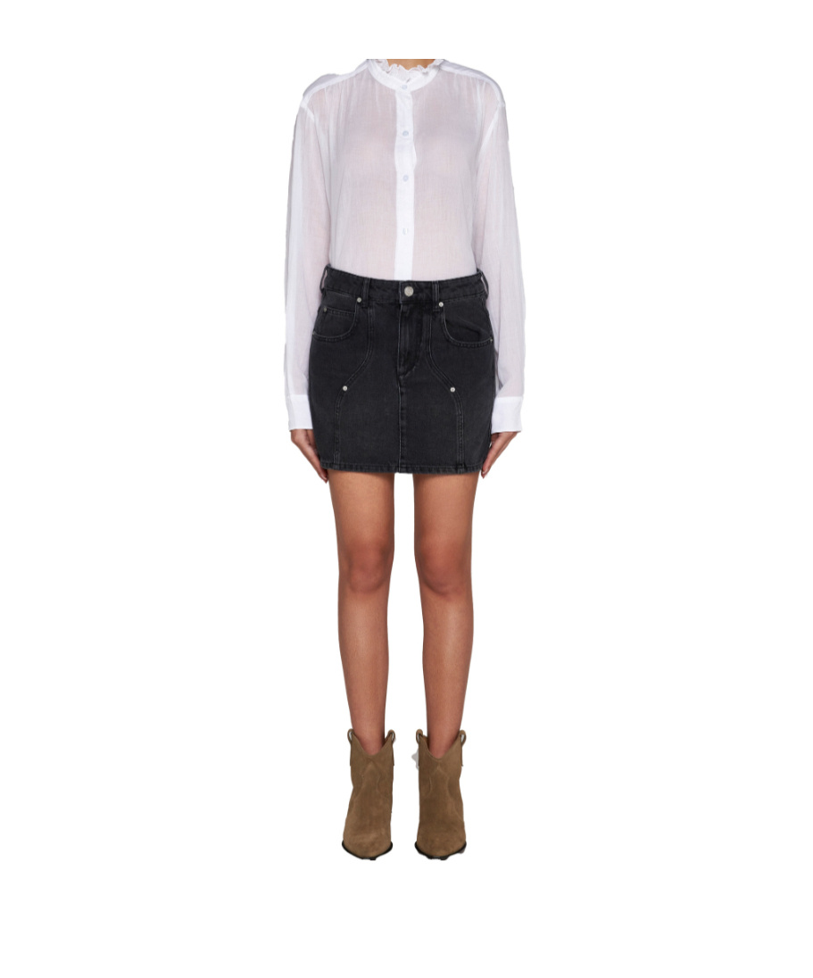 Isabel Marant Étoile Marant Etoile Vesna Denim Mini Skirt In Black