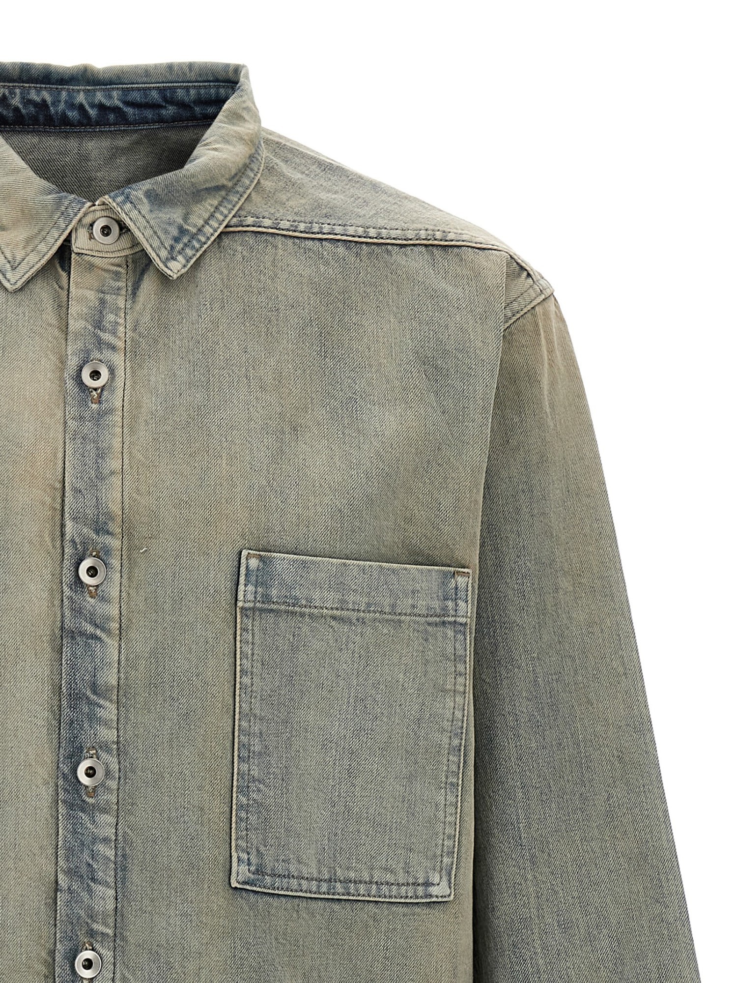 Rick Owens Drkshdw Patch-pockets Denim Jacket In Gray