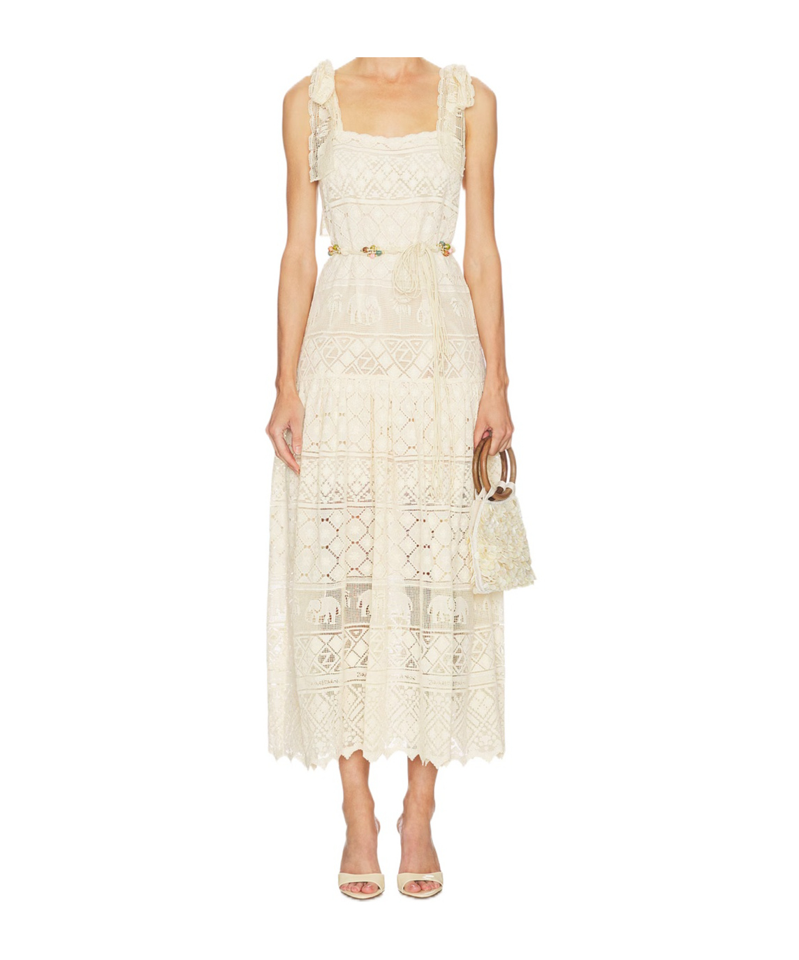 Zimmermann Lace-knit Maxi Dress In Light Brown