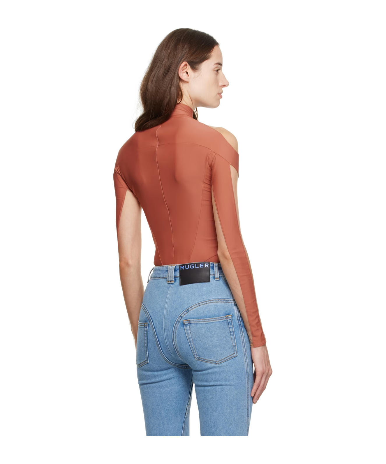 Mugler Small High-neck Zipper One-piece In Multicolor