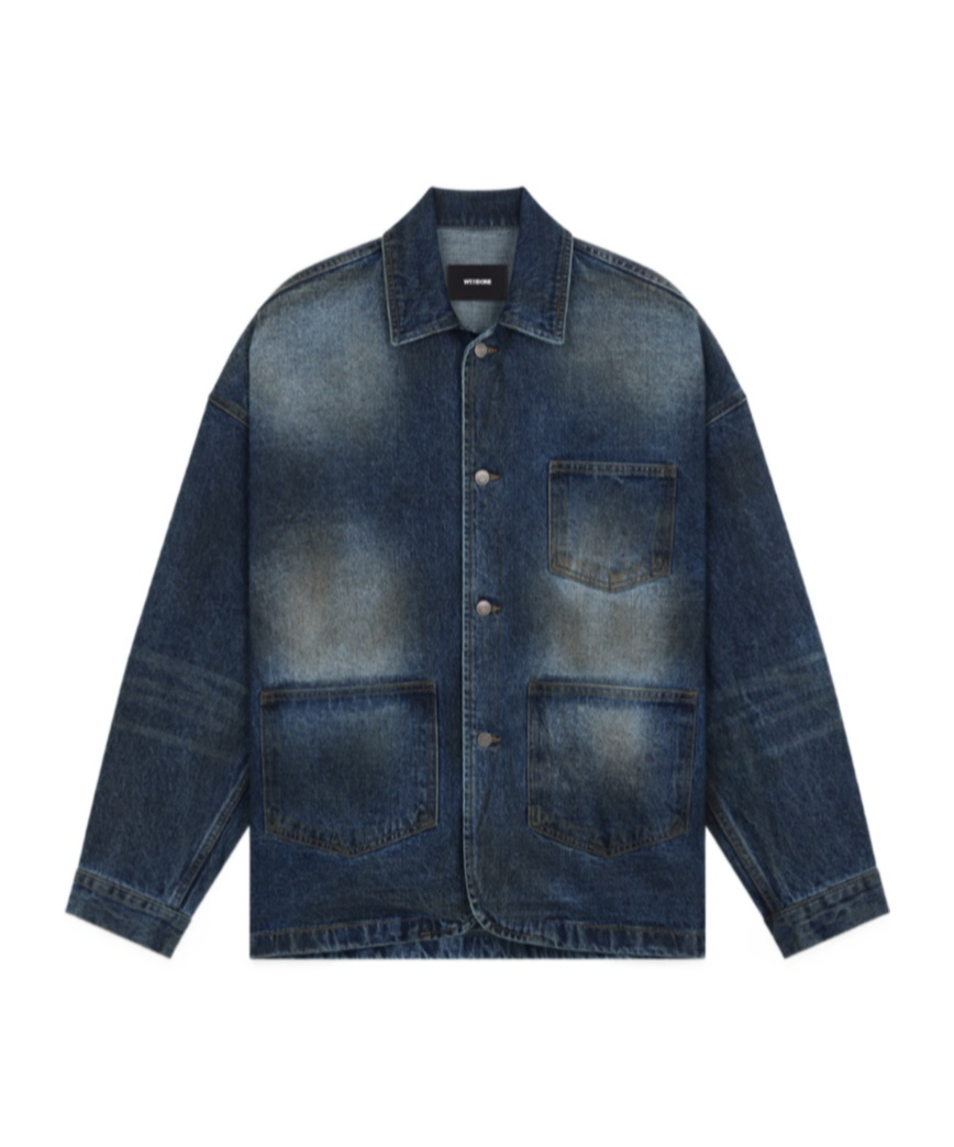 WE11 DONE BUTTON LONG-SLEEVED DENIM COAT 