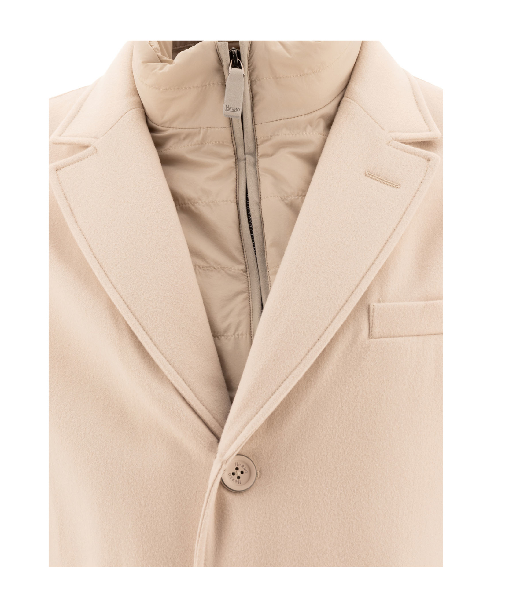 Herno Single-breasted High-neck Coat In Nude