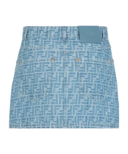 Fendi Women Ff Chambray Mini Skirt In Blue