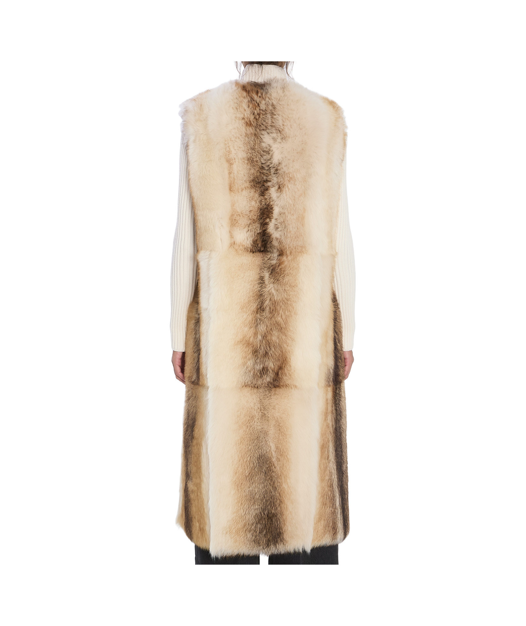 Yves Salomon Long Lamb Fur Vest In Brown