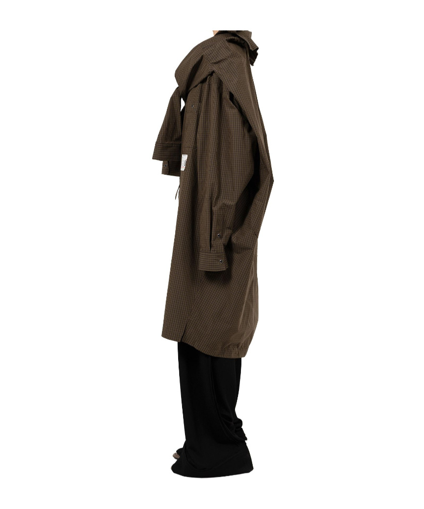 Miharayasuhiro Brown Sleeve Layered Check Shirt Midi Dress In Brown