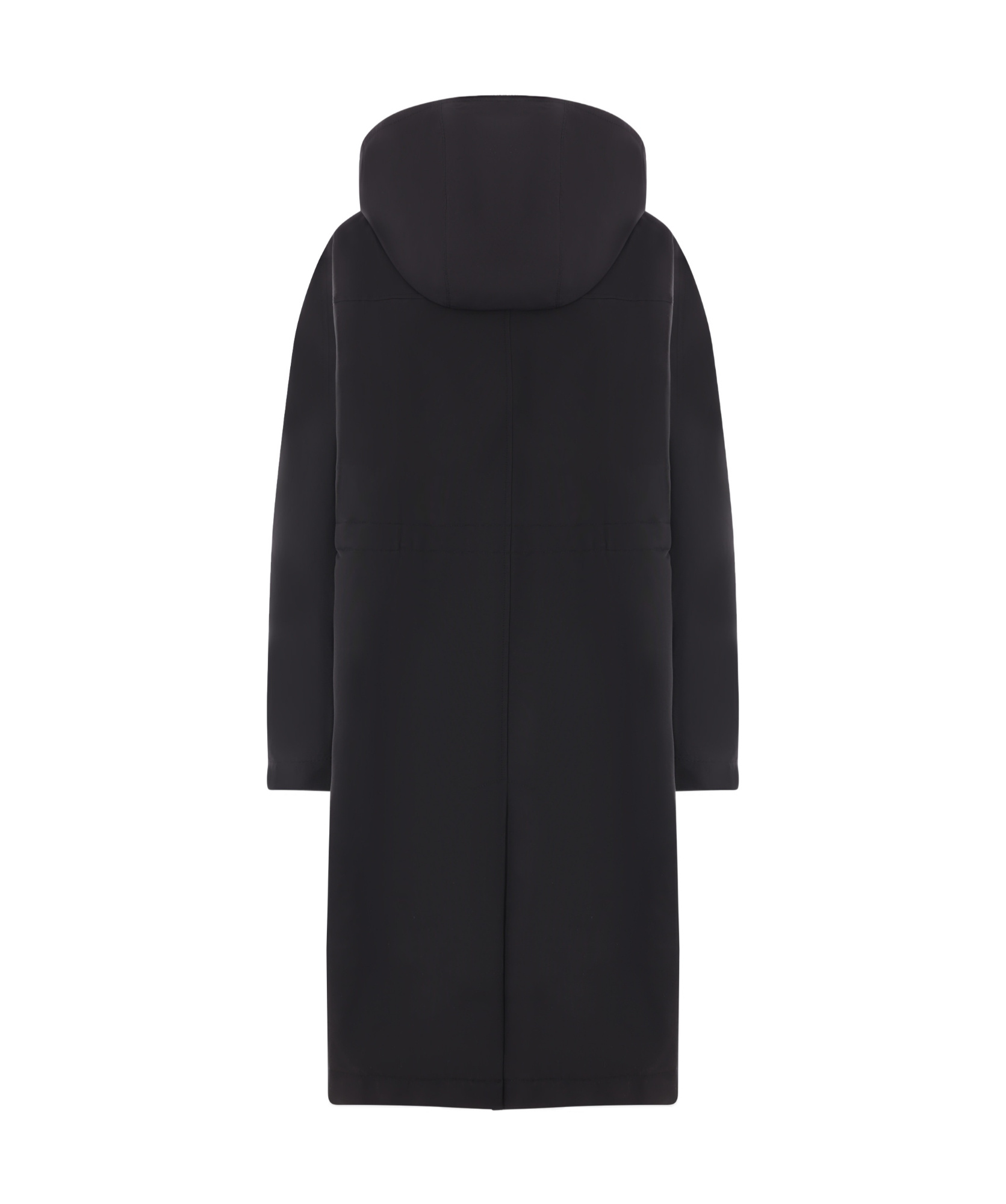 Gucci Adjustable Waist Hooded Coat In Black