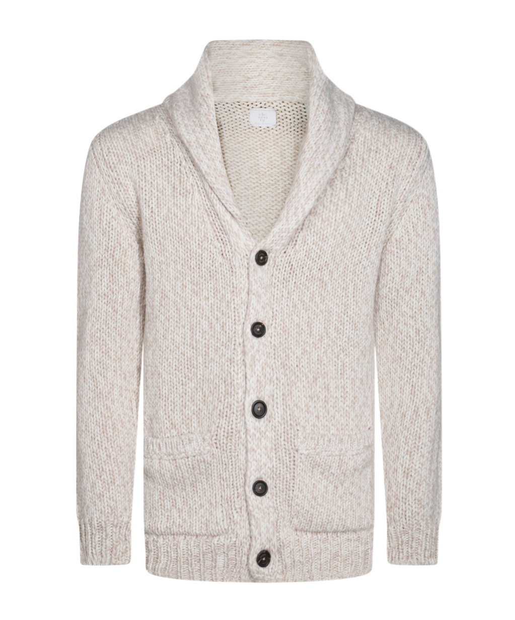 Eleventy Long-sleeved Knitted Cardigan In White